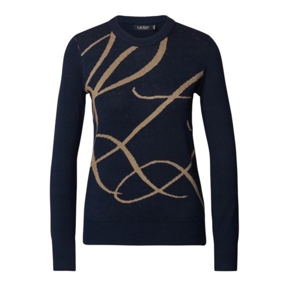 Lauren‎ Ralph Lauren Navy Equestrian Chain Knit Sweater PXS